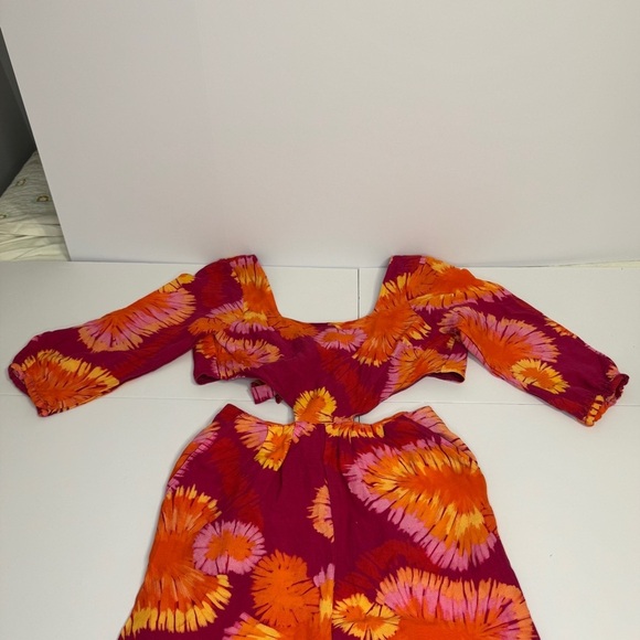 Farm Rio for Anthropologie XS Tie-Back Wide-Leg Jumpsuit Floral Festival Boho - Picture 5 of 11